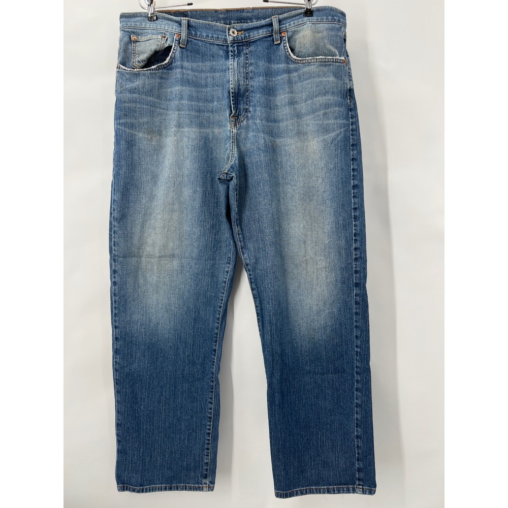 Lucky Brand Distressed Denim Loose Fit Men 38 Medium Wash Stretch Cowboy Western